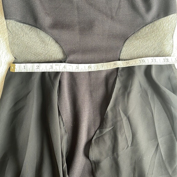 FINN & CLOVER Black Midi Dress with Sheer Overlay Size Small - Picture 13 of 16